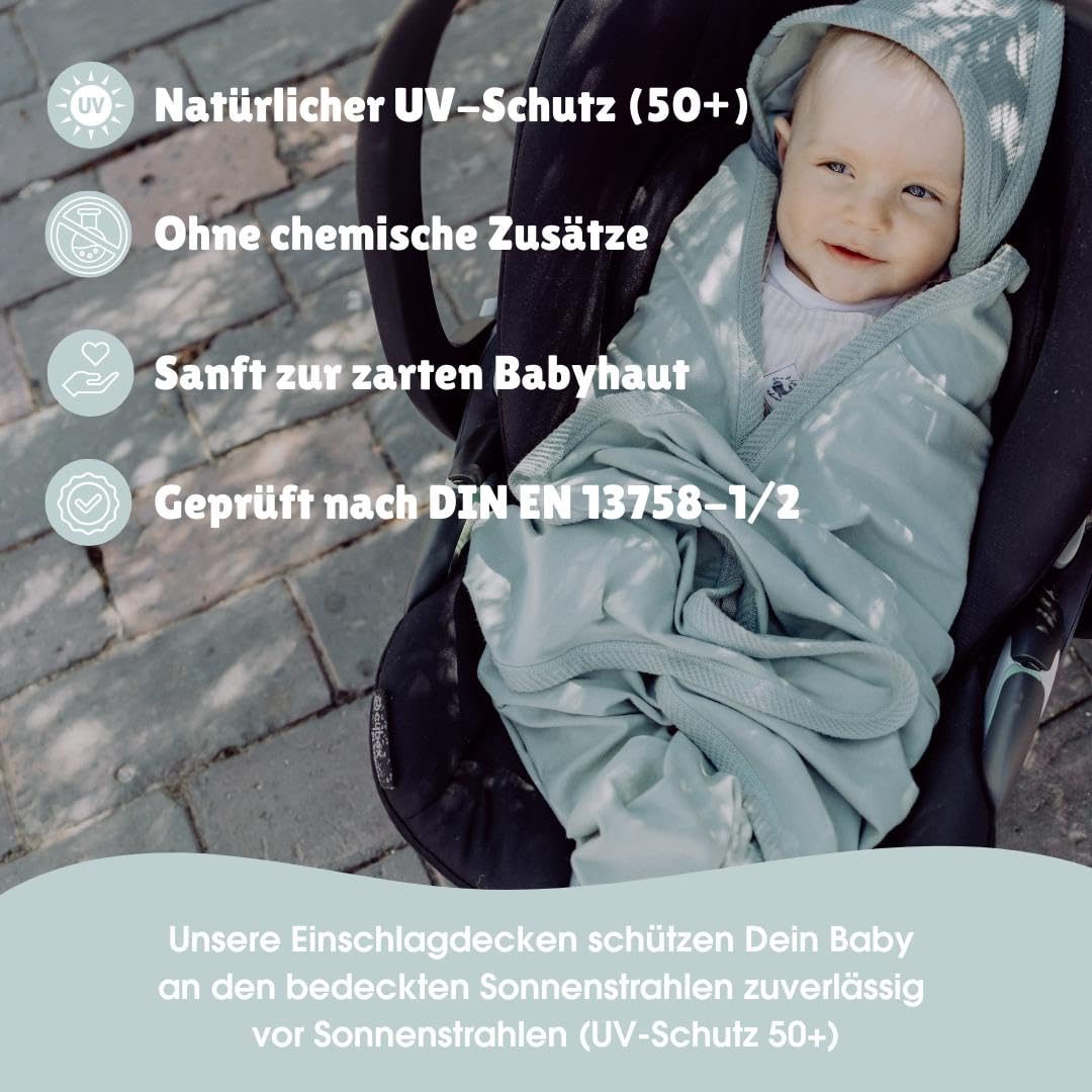 emma & noah UV-Einschlagdecke 40+ 0-8 Monate Babydecke für Babyschale Maxi Cosi® Atmungsaktiv