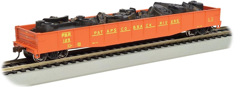 Coche de góndola con extremo caído de 50 y 6 pulgadas con carga de chatarra - PATAPSCO & RÍOS TRASEROS - Escala HO