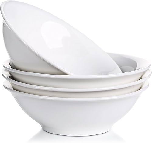 Lifver 28-oz8-Inch conjuntos de cuencos de porcelana para sopabol para cereales porcelana fina color blanco paquete de 4 Set de 4