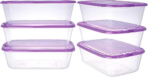 Large Airtight Food Storage Containers with Lids, Plastic Meal Prep Container with Vents, Microwave, Freezer Safe, Reusable Kitchen Storage for Leftover, Lunch, Pantry,Fridge Organization(6PACK 44oz)