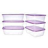 KIGI Plastic Food Containers, Large Stackable with Snap-on Lids, for Kitchen and Pantry Organization, BPA-Free, Vented & Microwave Safe for Lunch & Leftovers, Dishwasher Freezer Safe (5.4 Cup 6 PACK)