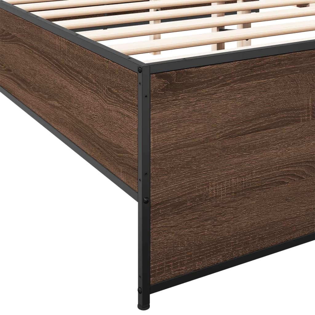 vidaXL Bedframe bewerkt hout metaal zwart 120x200 cm, bed, bed ombouw, twijfelaar bed, bedbodem, slaapkamermeubel, 2 persoonsbed, tweepersoonsbed