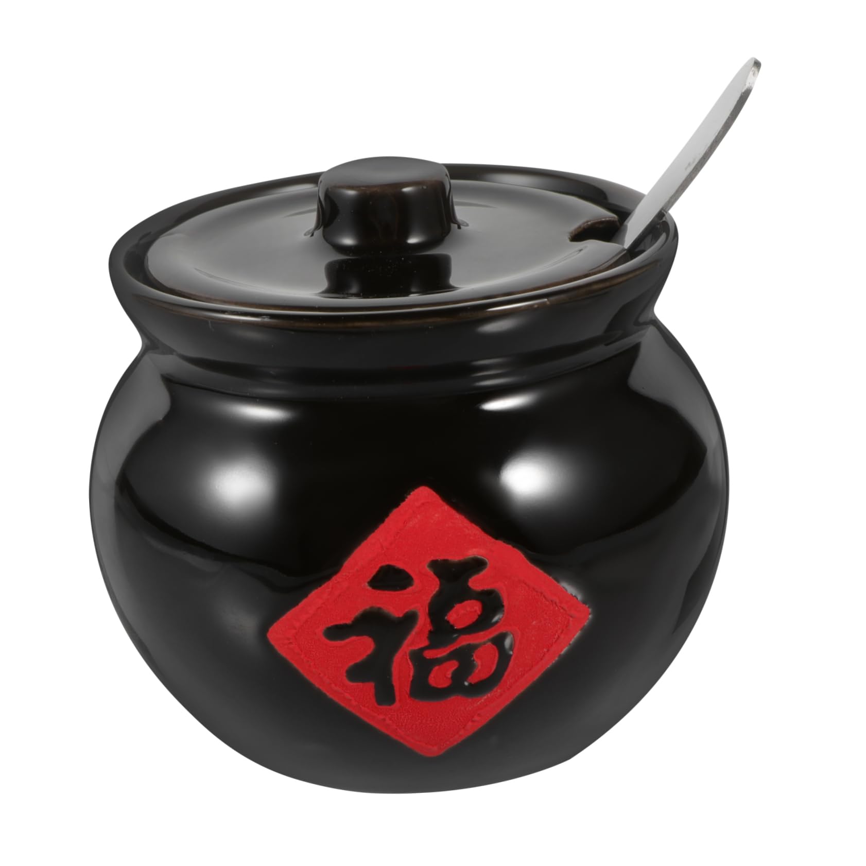 CIYODO 1Set Vintage Ceramic Condiment Pot Retro Seasoning Jar for Home Kitchenware Spice Container for Salt Chili and Oil