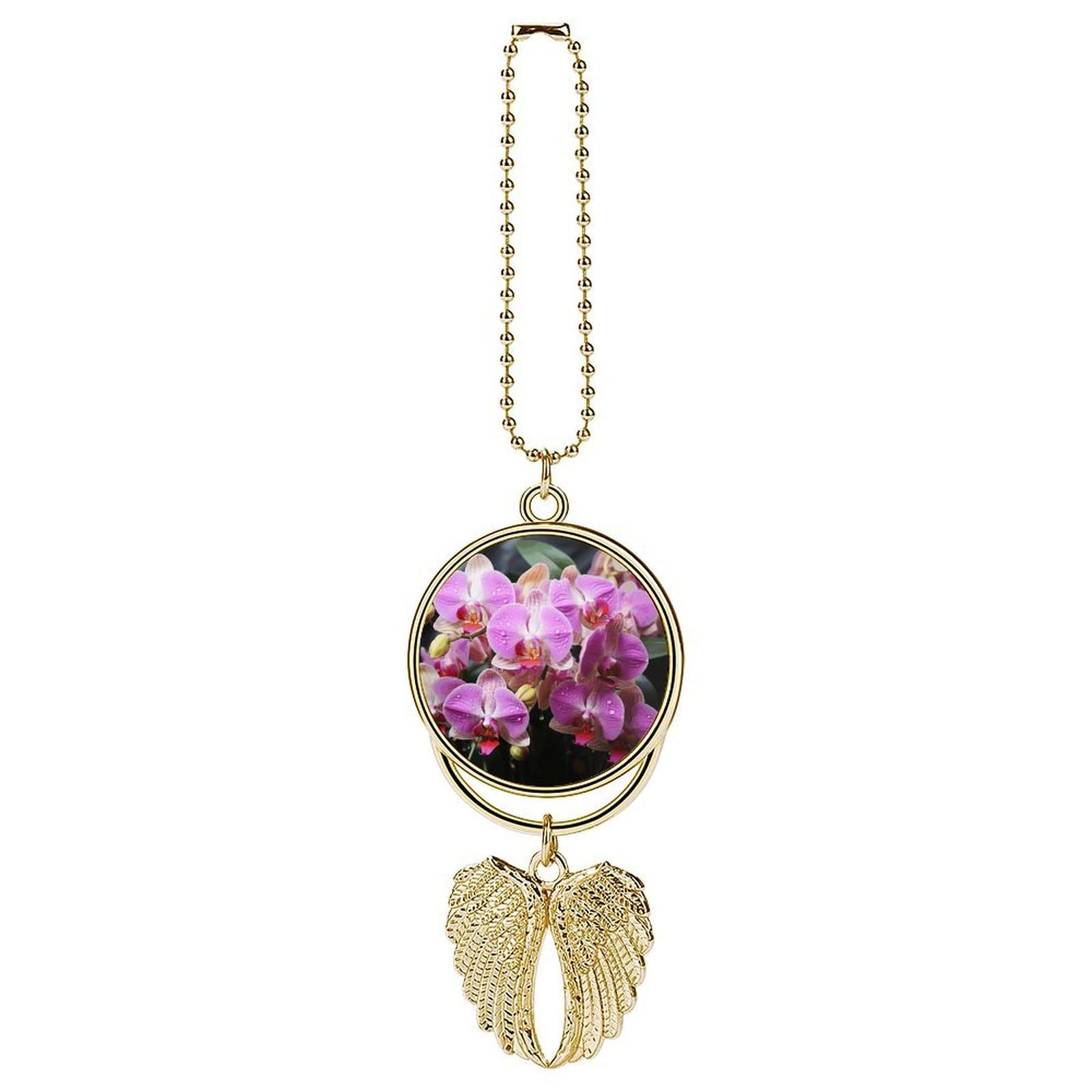 Orchids Car Charm Alloy Car Rear View Mirrors Hanging Ornaments Stylish Car Pendant Funny Auto Hanging Accessories Car Hanging Ornaments Gift for Women Men