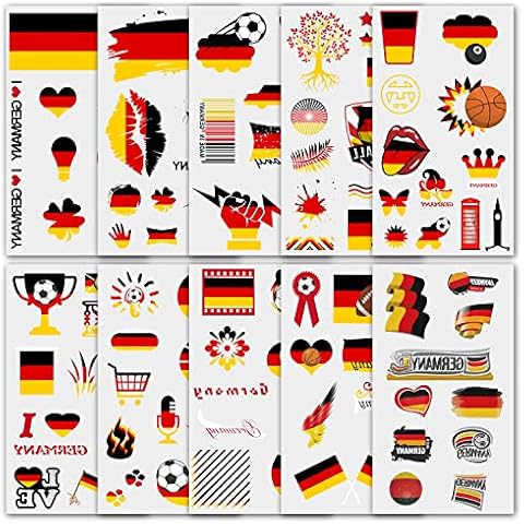 German Flag Temporary Tattoos German Football stickers for Kids and Adults World Cup 2022 Country Flag Temporary Tattoos Stickers for Face Arm Body Decors Cover
