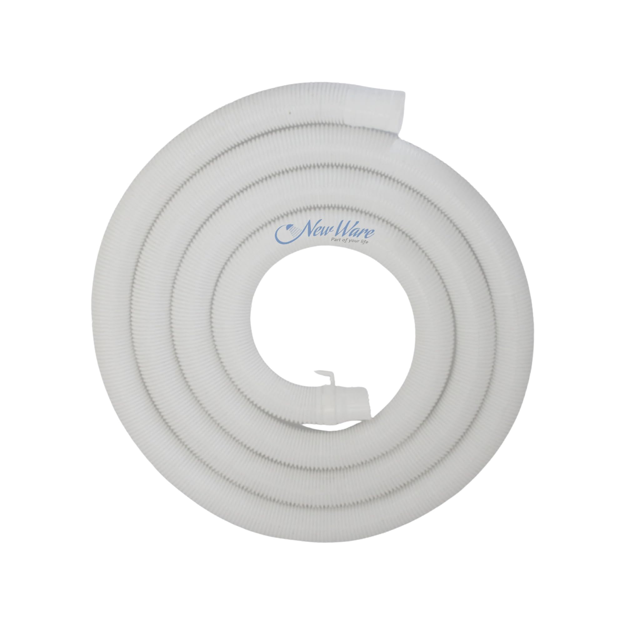 NEW WARE® 3 Meter Washing Machine Outlet Pipe Drain Pipe Corrugated Plastic Outlet Pipe | Extension Hose Pipe Suitable for All Fully/Semi Automatic Washing Machines (Length: 3 Meter, White)