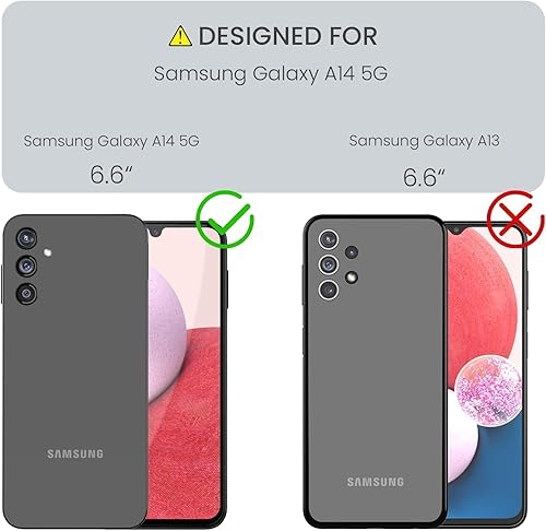 Miniatura 2 de Funda para Samsung Galaxy A14 5G, 3 en 1, protección resistente a prueba de golpes con 2 protectores de pantalla de vidrio templado, (rojonegro)