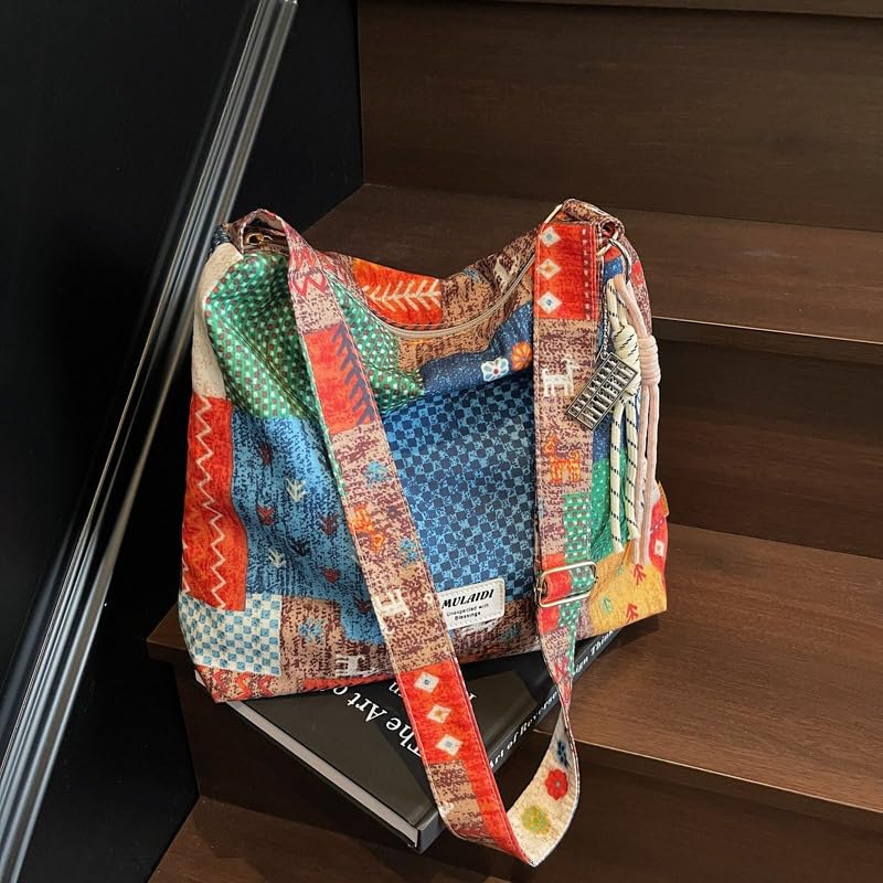 Bolso Tote para Mujer, Patchwork Étnico, Gran Capacidad miniatura 6