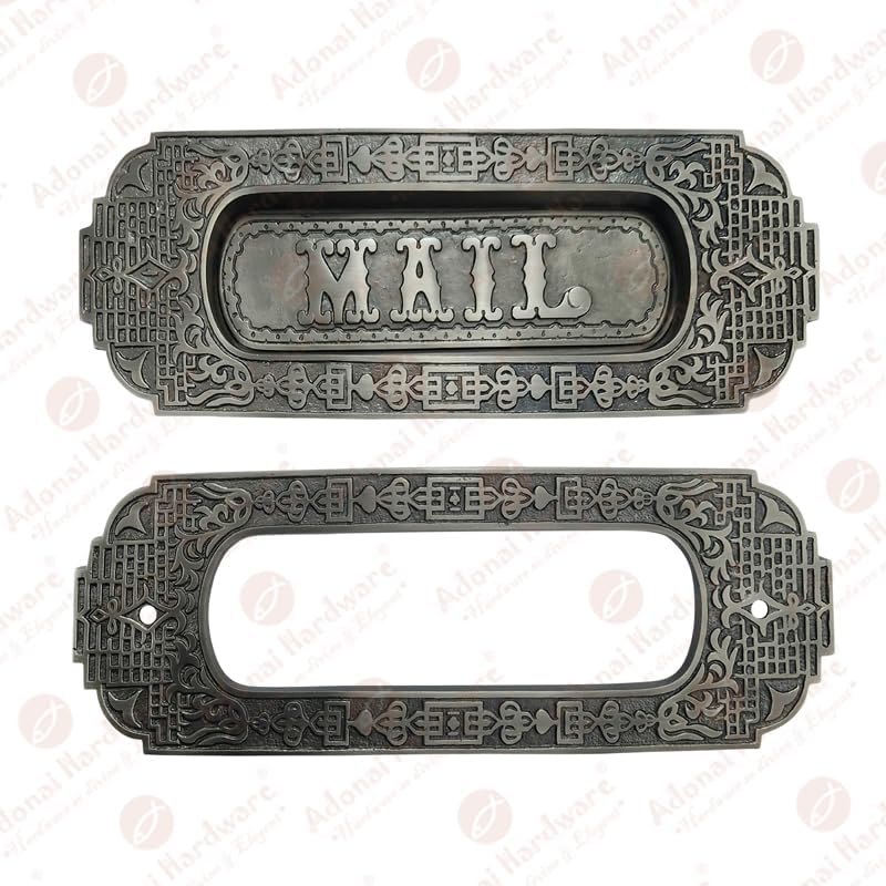 Adonai Hardware "Mail Decorative Brass Letter Plate - Antique Brushed Nickel