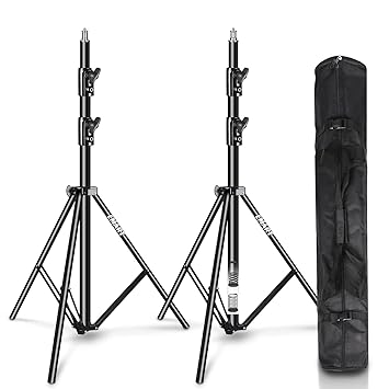 Emart Light Stand 8.5ft, Dual Spring Cushioned Adjustable Photo Video Lighting Stand, Heavy Duty Aluminum Construction with Carrying Bag for Photography and Studio Equipment (2 Pack)