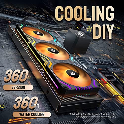 image for Asiahorse Matrix-Black 56 Addressable LEDs RGB Fans, 360MM All-in-One 