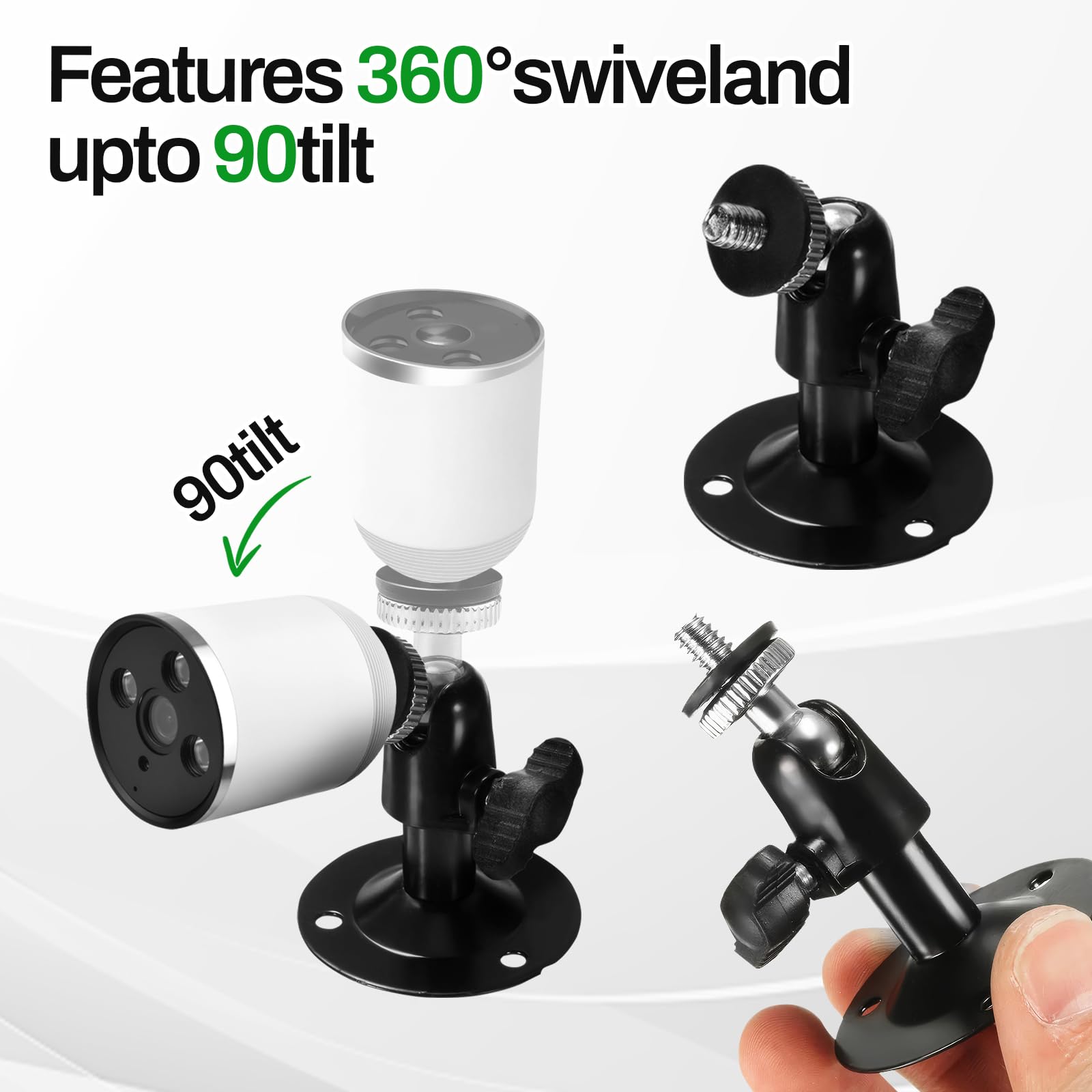 3Pcs Wall Camera Mount, Ring Security Camera Mounting Brackets, Adjustable Security Wall Mount with Screw Connector - Image 3