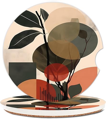 Miniatura 10 de Portavasos de cerámica para mujereshombres, bonitos portavasos absorbentes para automóvil con muesca de dedo de 2.56 pulgadas, paquete de 2,