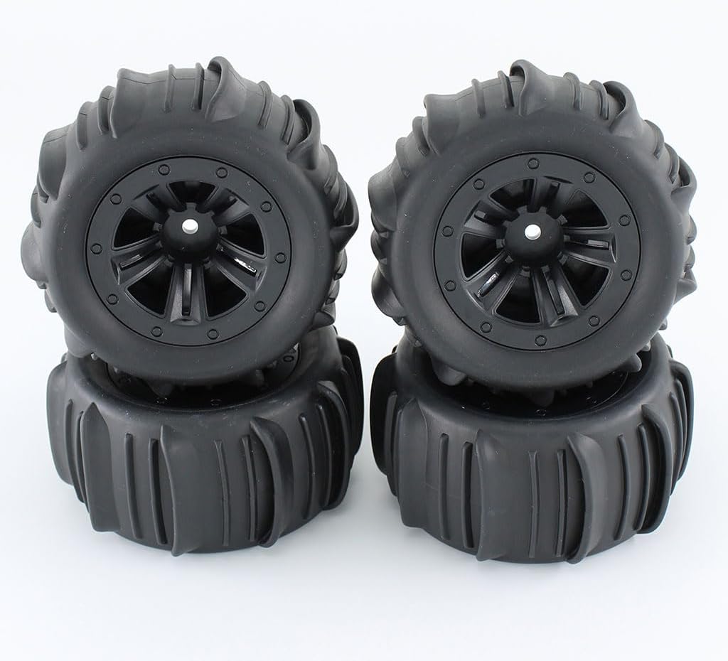 KingVal 4PCS Wheel Tire 12mm Hex Hub Beach Sand, Snow, Desert Off-Road Crawler Wheels Tires Compatible with WLtoys 144001 144002 144010 124008 124018 124019 124016 124017 MJX 1/16 1/14 RC Cars