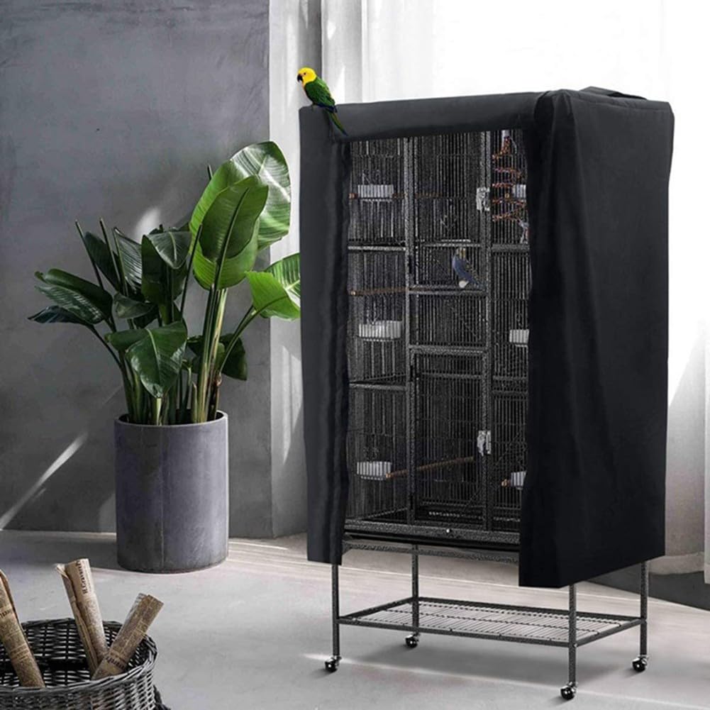 DAZZLEEX Vogelkäfig-Abdeckungen, 210D Oxford-Gewebe, Staubschutz, Vogelkäfig, Schutzhülle, Papageienkäfig, Haustier, Schattierung, schwarz, 69 x 104 x 122 cm