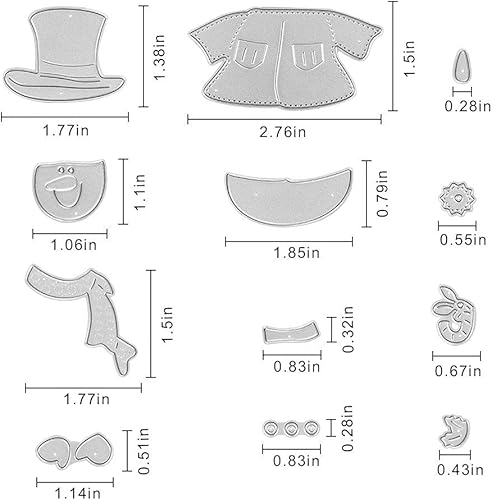 Miniatura 6 de Muñeco de nieve de metal con una bufanda y troqueles de muñeco de nieve de Navidad troquelados para plantillas en relieve, molde de plantilla para