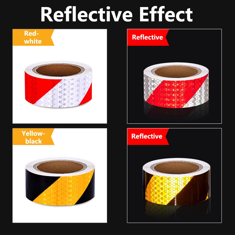 Cinta Reflectante, Cinta Reflectante Impermeable de 10 CM x 10 M Cinta de Advertencia Autoadhesiva Cinta de Seguridad Llamativa Cinta de Advertencia para vehículos, automóviles - Amarillo y Negro