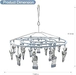 Porte-greffes en acier inoxydable 24 Sous-vêtements ronds en métal Clip Chaussure de chaussettes Lingerie Botte de grande capacité portable à l'intérieur extérieur bébé humide et sécheuse (24 Cycle)