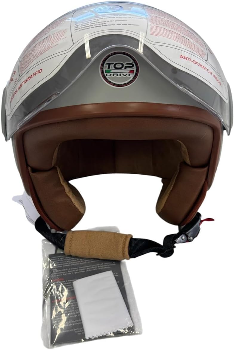 TOP DRIVE Casco Jet Moto Scooter Omologato ECE 22 Città DOPPIA VISIERA Antigraffio TG M