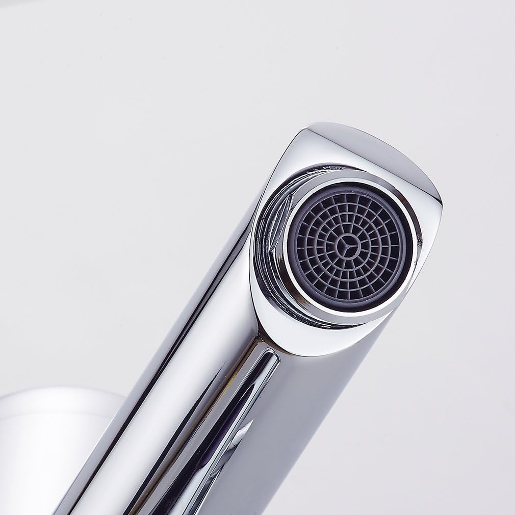 Auralum - Grifo Sensor Automático, Grifo de Lavabo con Sensor Infrarrojo Sin Contacto, Inteligente Grifo Baño, Elegante Cromado Monomando para Agua Caliente y Fría