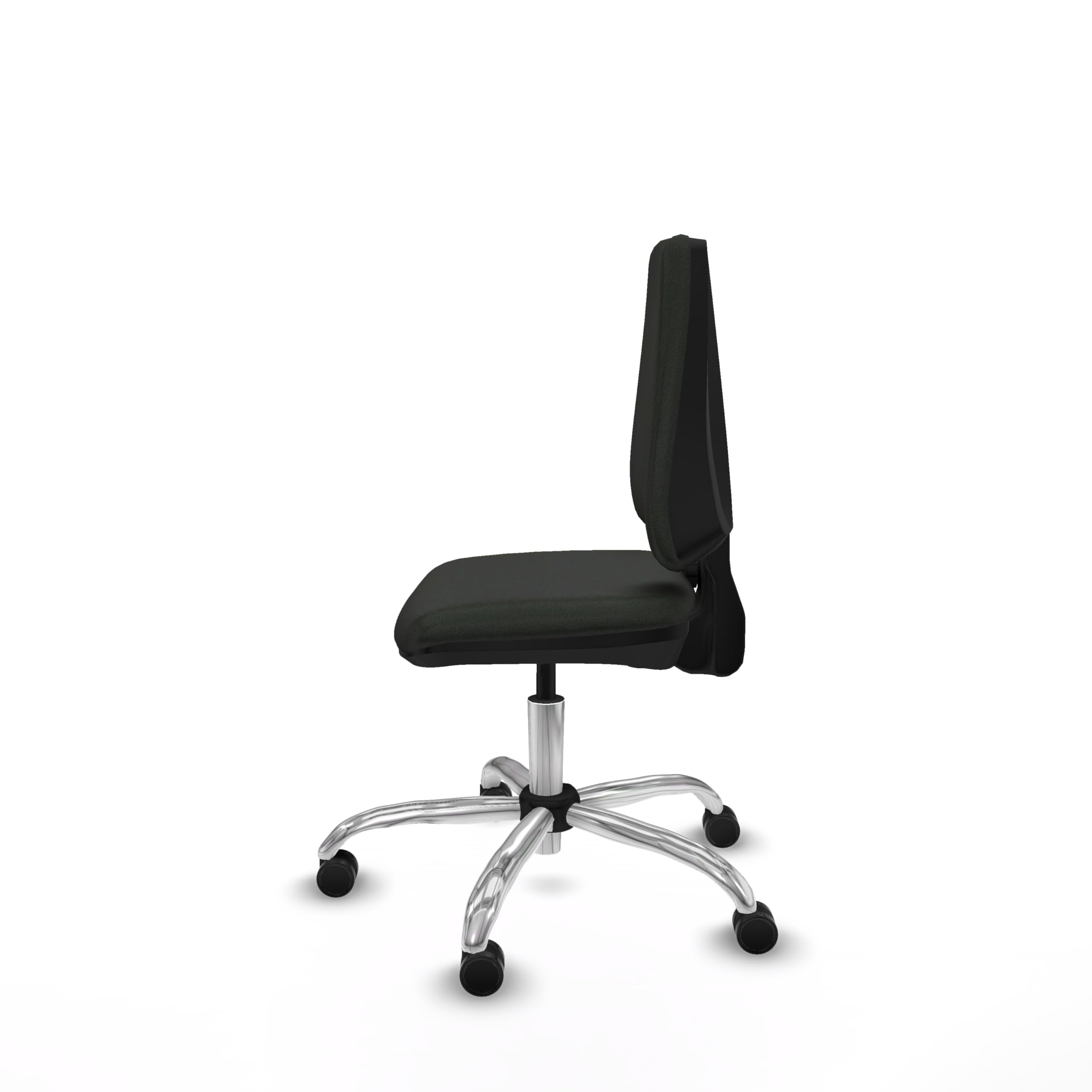 Piqueras y Crespo - Silla para Oficina Negra Elche sin Brazos. Equipado con Contacto Permanente Básico y Espuma de Corte. con Ruedas 65Mm Nailon. Negro