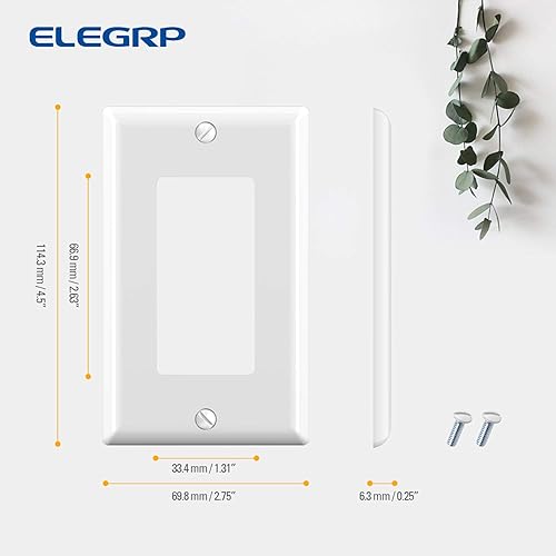 Miniatura 4 de ELEGRP Placa decorativa de pared para receptáculo, cubiertas decorativas de tamaño estándar de 1 banda, placas frontales de policarbonato