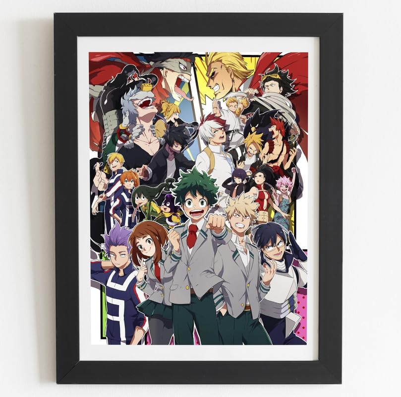 Yuckquee my hero academia aesthetic Framed Poster with Acrylic Glass, Multicolor - Perfect for Room & Office Decor (Size: 10 Inch X 13 Inch)-image-9
