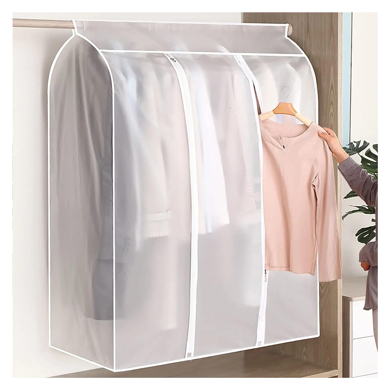 Garment Bag Large Clothes Cover Garment Suit Dress Coat Waterproof Dustproof Protector Hanging Organizer Wardrobe Storage Bag(50CM x 80CM x 120CM)
