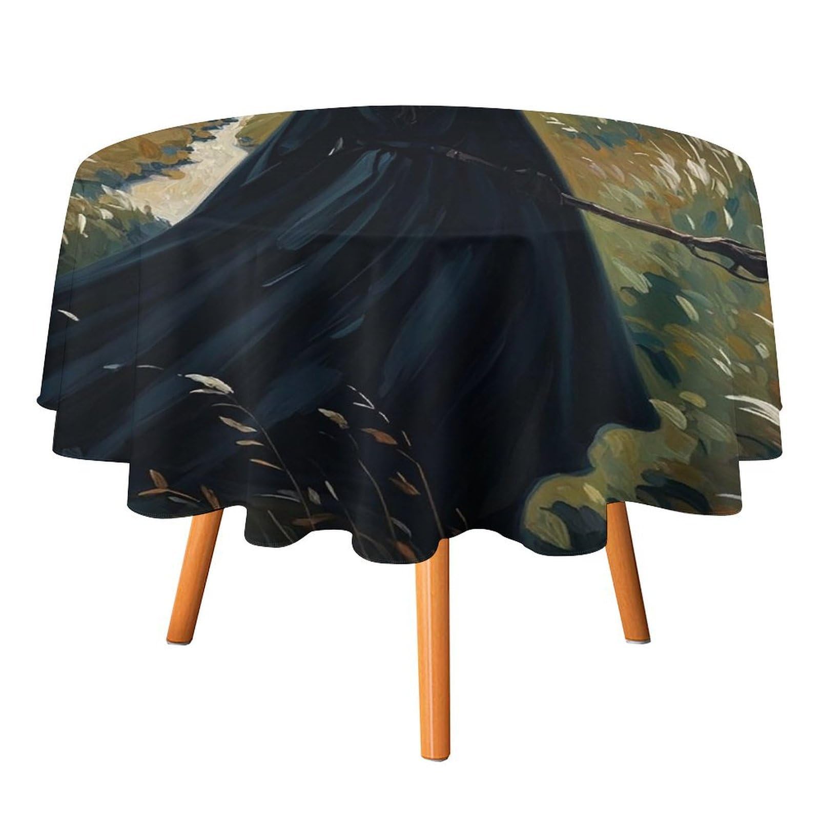 SMAZDFXX The Witch of Darkness Tablecloth for Restaurant, Round Polyester Table Cover 50x50in for Party