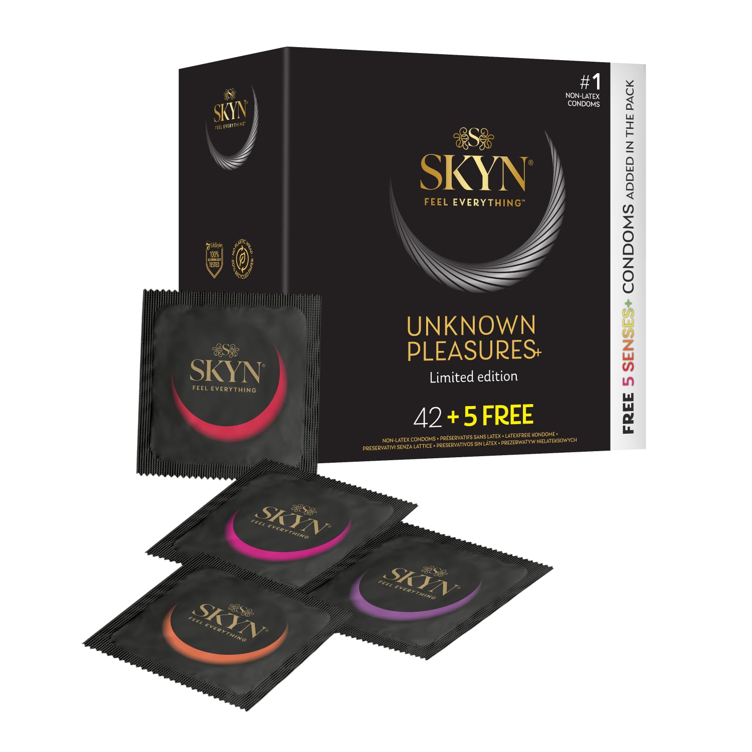 SKYN Unknown Pleasures: Lot de 42 Préservatifs + 5x 5-Senses