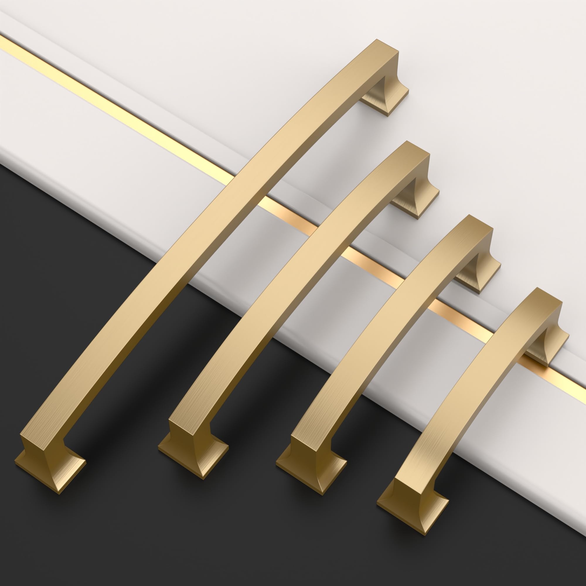 Amerdeco Paquete de 15 tiradores de gabinete de bronce champán de 4 pulgadas con agujero central, accesorios de gabinete de cocina de latón cepillado para baño, tiradores de cajón dorados ZH0009