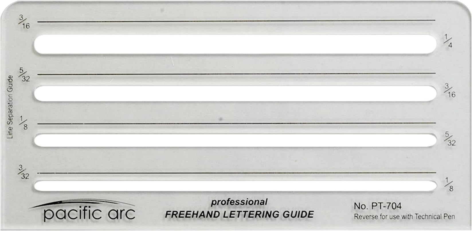 Pacific Arc - Freehand Lettering Aid Template - Stencil for Professional or School Work - 3.375" x 6.875"