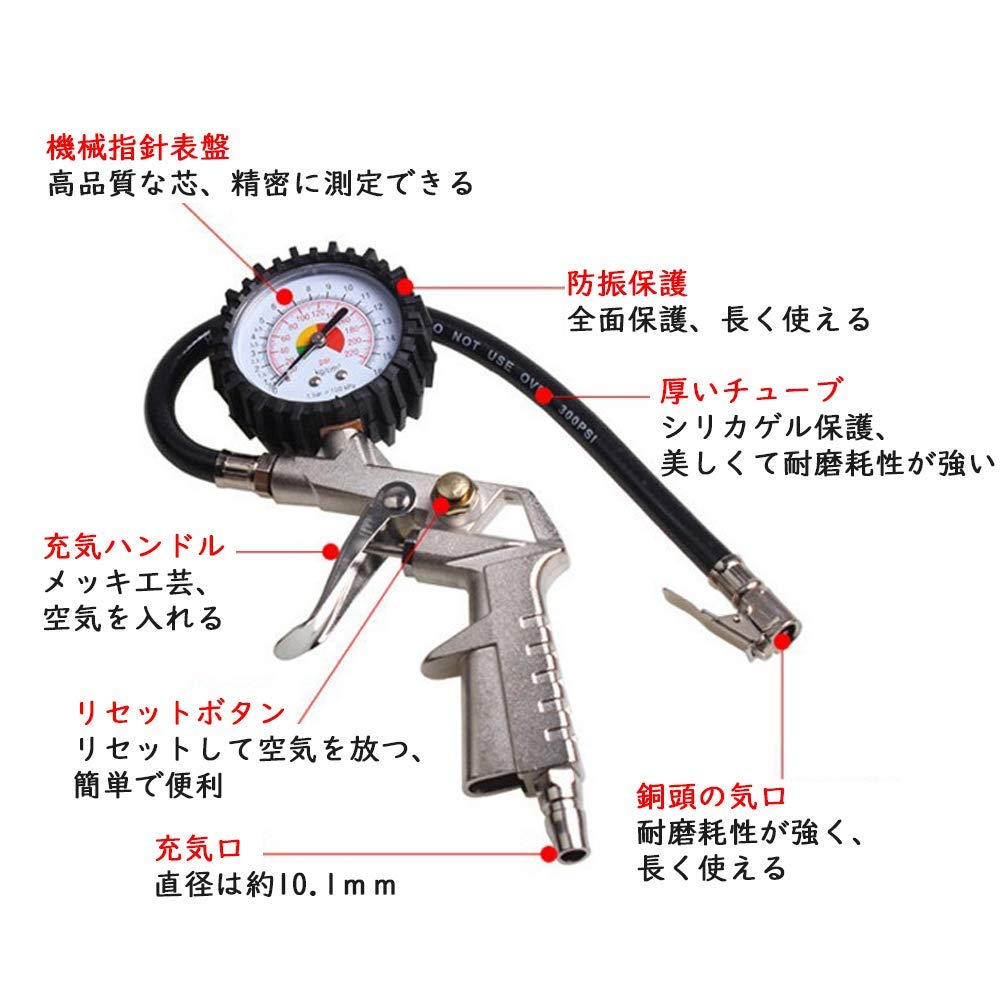 Amazon.co.jp: Lanodo エア チェッカー タイヤ ゲージ 空気圧 自動車