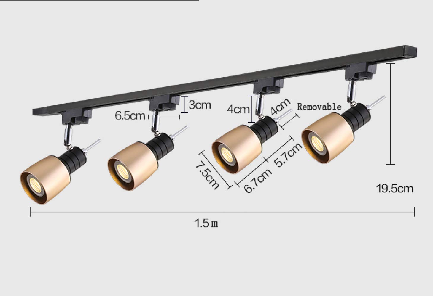 JGD Led Spotlights Nordic Track Lighting Home Living Room Backdrop Lights Cloakroom Light Commercial Clothing Store Condensing Bright High Brightness/Black Gold/Four Heads / 7W