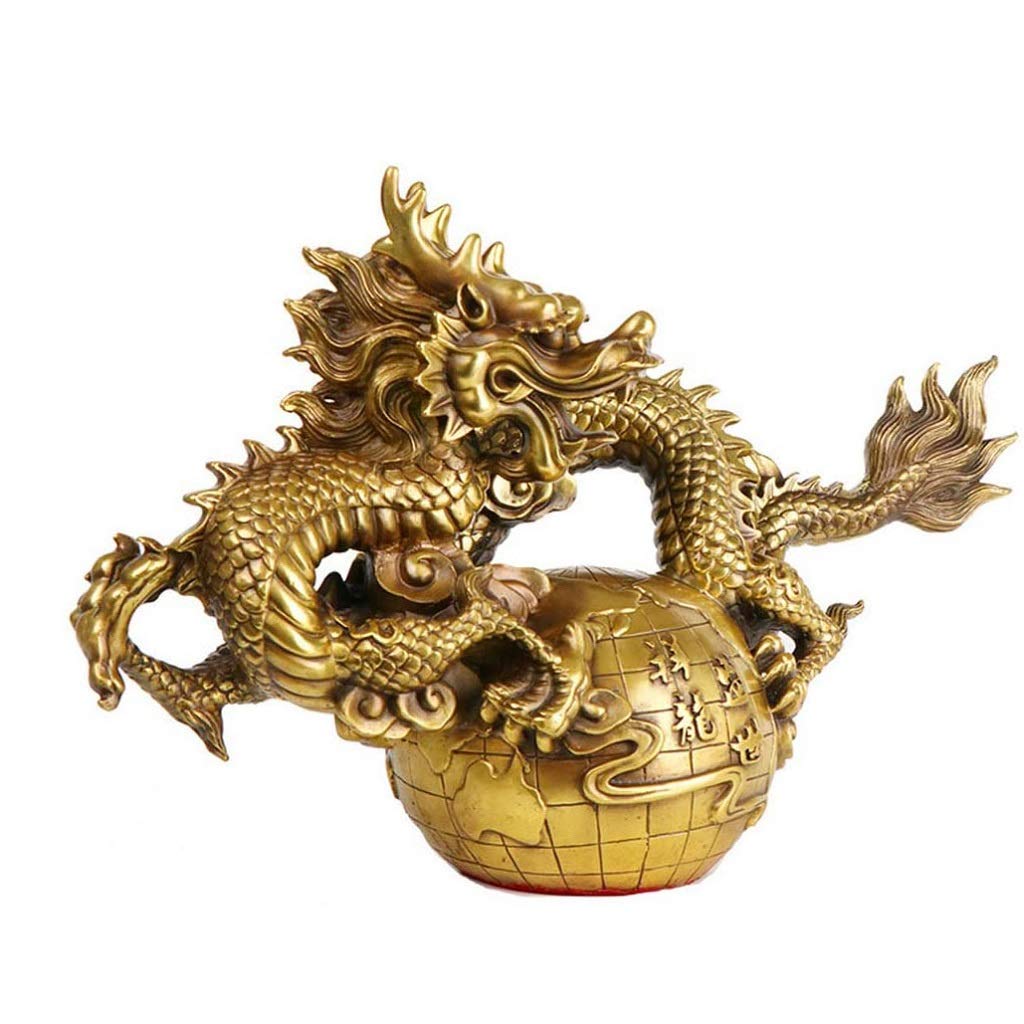 Feng Shui-Ornamente aus reinem Messing, chinesische Fengshui-Drachenstatue, Glücksbringer, Reichtumssymbol, Glücksfigur, Heimdekoration für den Erfolg
