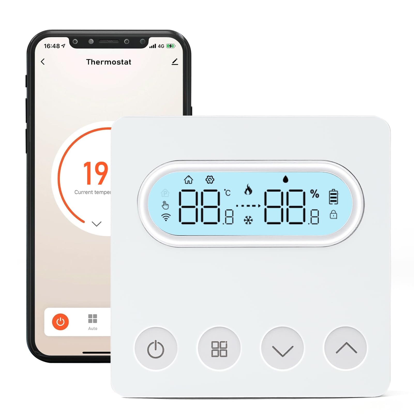 Termostato Smart, termostato intelligente WiFi, caldaia a parete, regolatore di temperatura compatibile con Alexa Smart Life