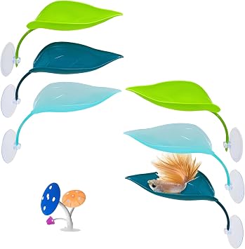 7PCS Betta Fish Hammock, Large Betta Bed Leaf -Resting Spot Leaves,Fish Colourful Breeding pad Toys Set Fish Tank Mushroom Decorations Aquarium Ornament accessorie
