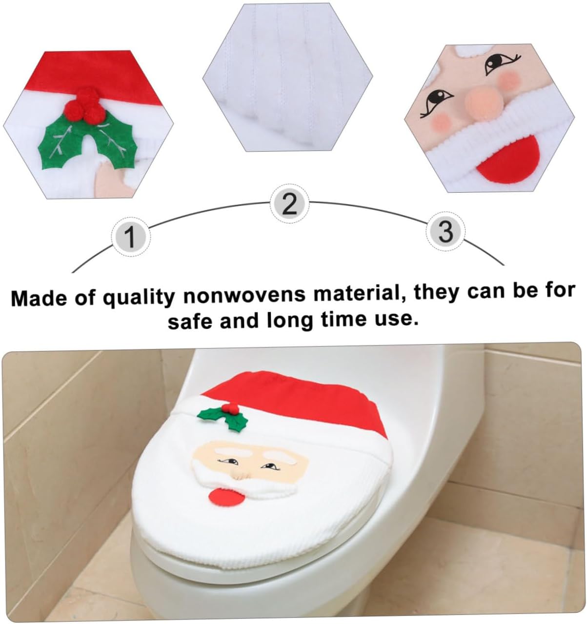 Santa Toilet Seat Cover Cloth Christmas Bathroom Decoration image 3