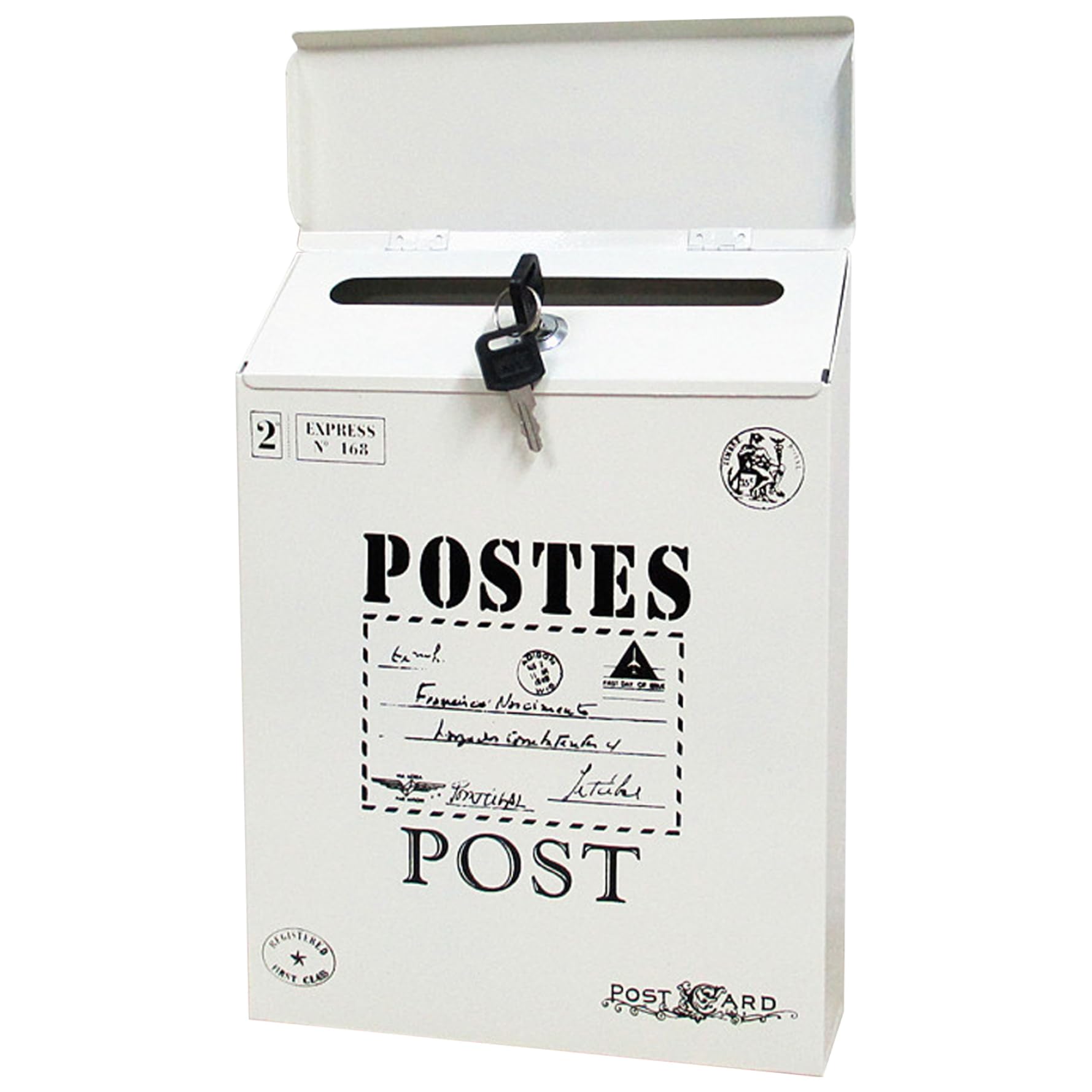 Boîte aux lettres vintage 12x9x2 pouces petite taille murale extérieure avec clé