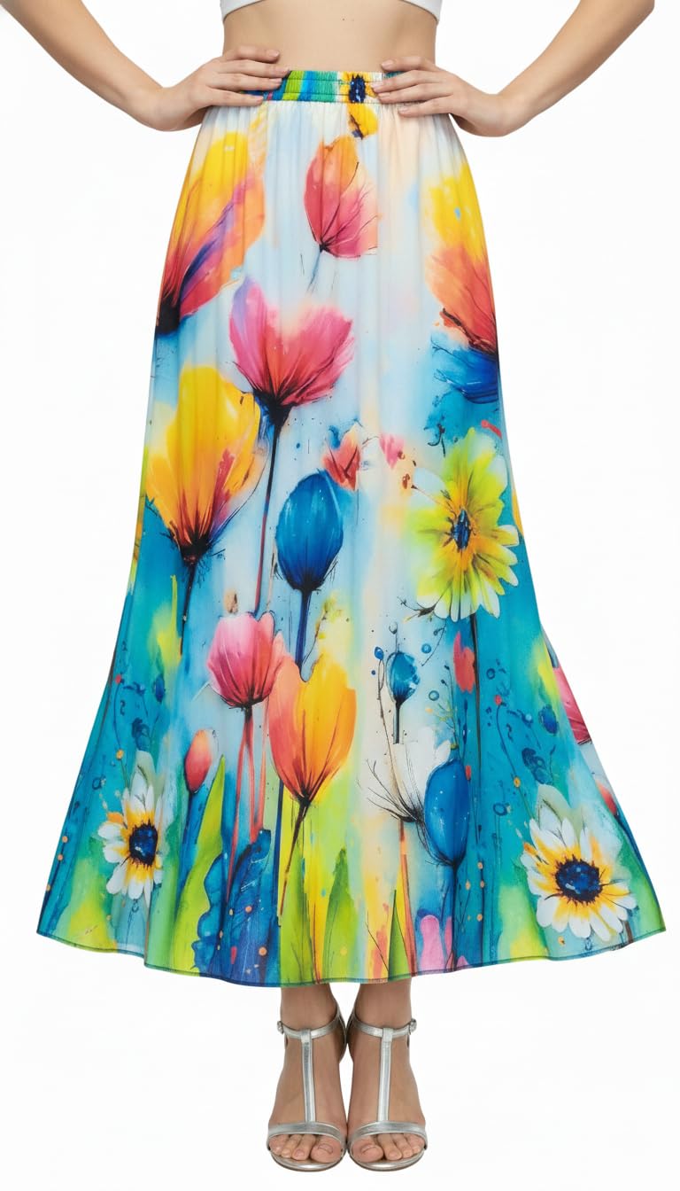 vagisha Women's Floral Printed Flared Skirt |Skirts for Woman | Skirt for Girls-picture-43