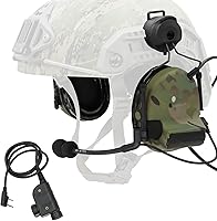 Vista 9 de COMTA 2 - Auriculares tácticos tipo casco con U94 PTT de 2 pines, auriculares con cancelación de ruido, para tiro de caza de airsoft