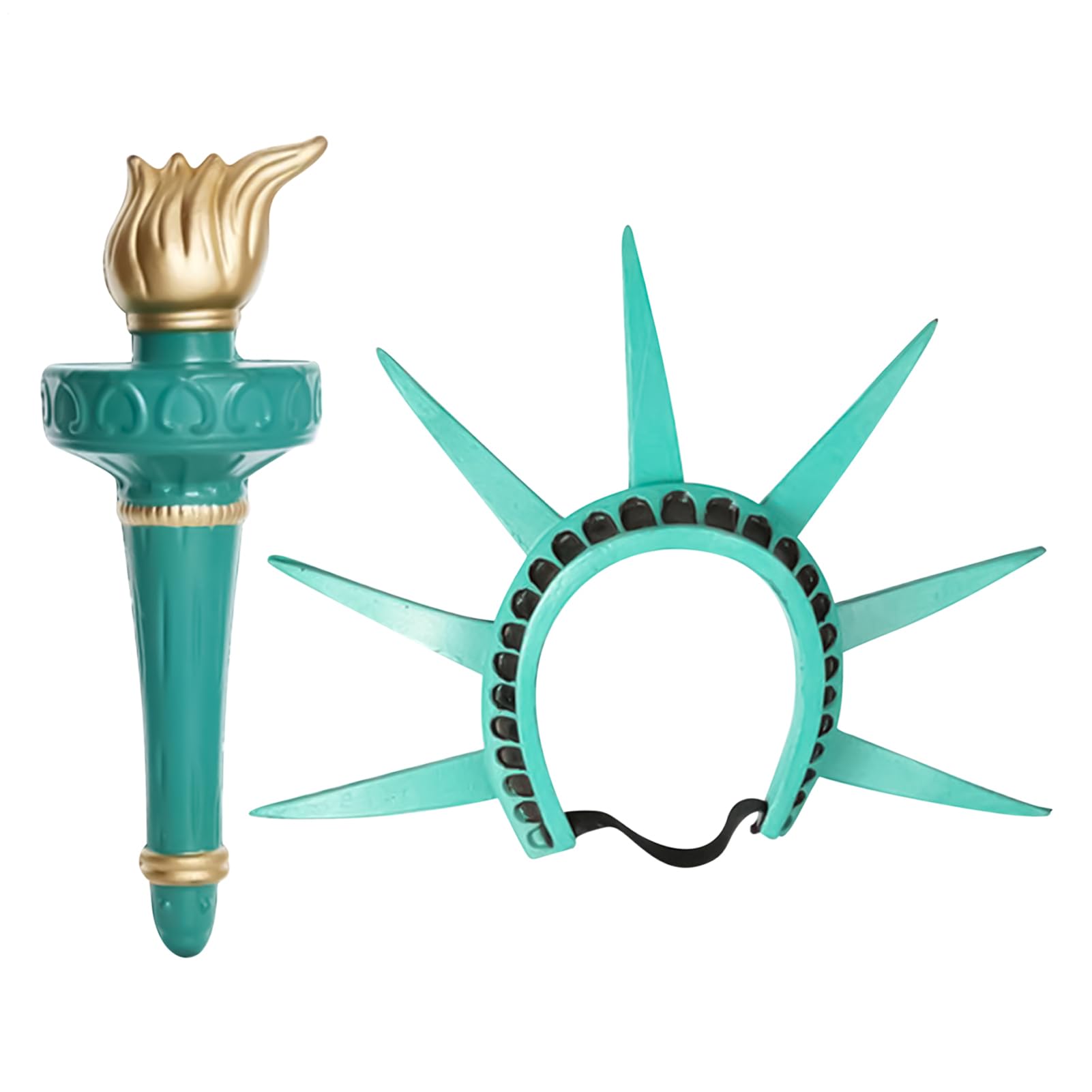Statue of Libertys Costume Kit, Lady Libertys Costume, Miss Libert Crowns & Torch, Lady Libert Headband & Torch, Goddess Hairbands, Fancy Dress Costumes for 4th of July, Patriotic Parties, Halloween