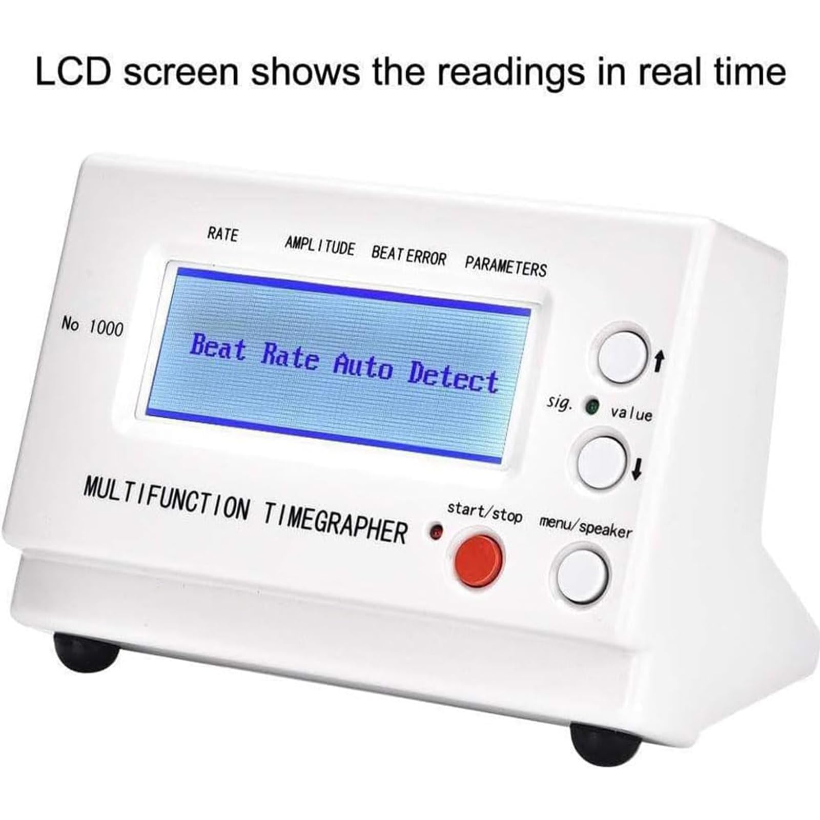 Cronocomparatore Professionale No.1000 – Strumento di Calibrazione per Orologi con Display LCD E Microfono, 6 modalità di Posizione, per Orologi Meccanici E Automatici White