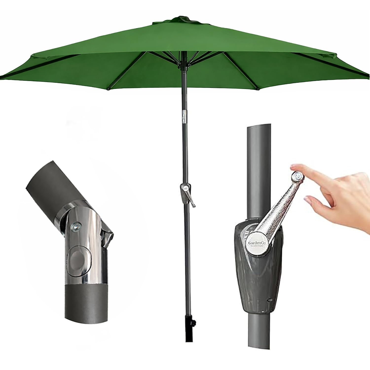 GardenCo Outdoor 2m Parasol - Crank Up & Tilt Function Options Garden Parasol Umbrella - UV Rated 50-38mm Parasol Pole — view 13