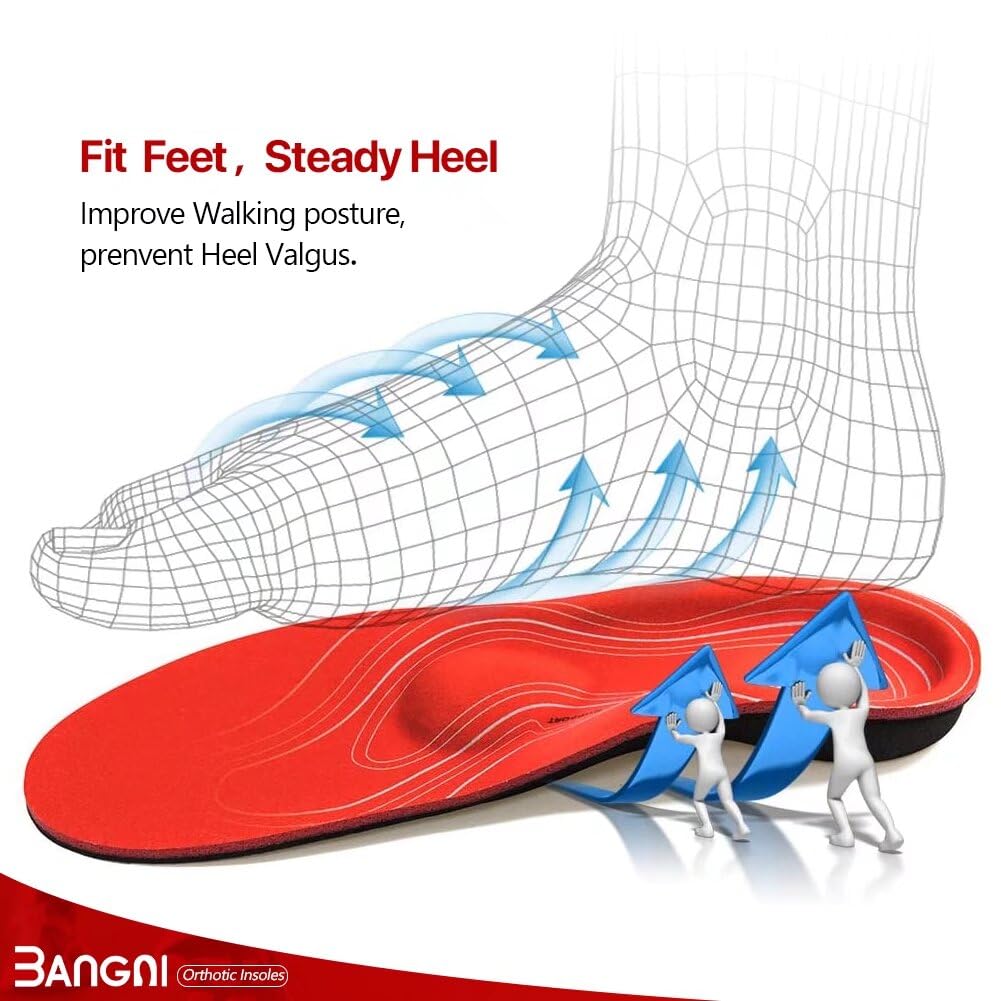 3ANGNI Orthopädische Einlegesohlen Plattfuß Einlagen, Schuheinlagen Orthopädische, Fersensporn Einlagen Senkspreizfuß, Plantarfasziitis, Bequem Fußgewölbe für Damen und Herren Orthopedic Insoles