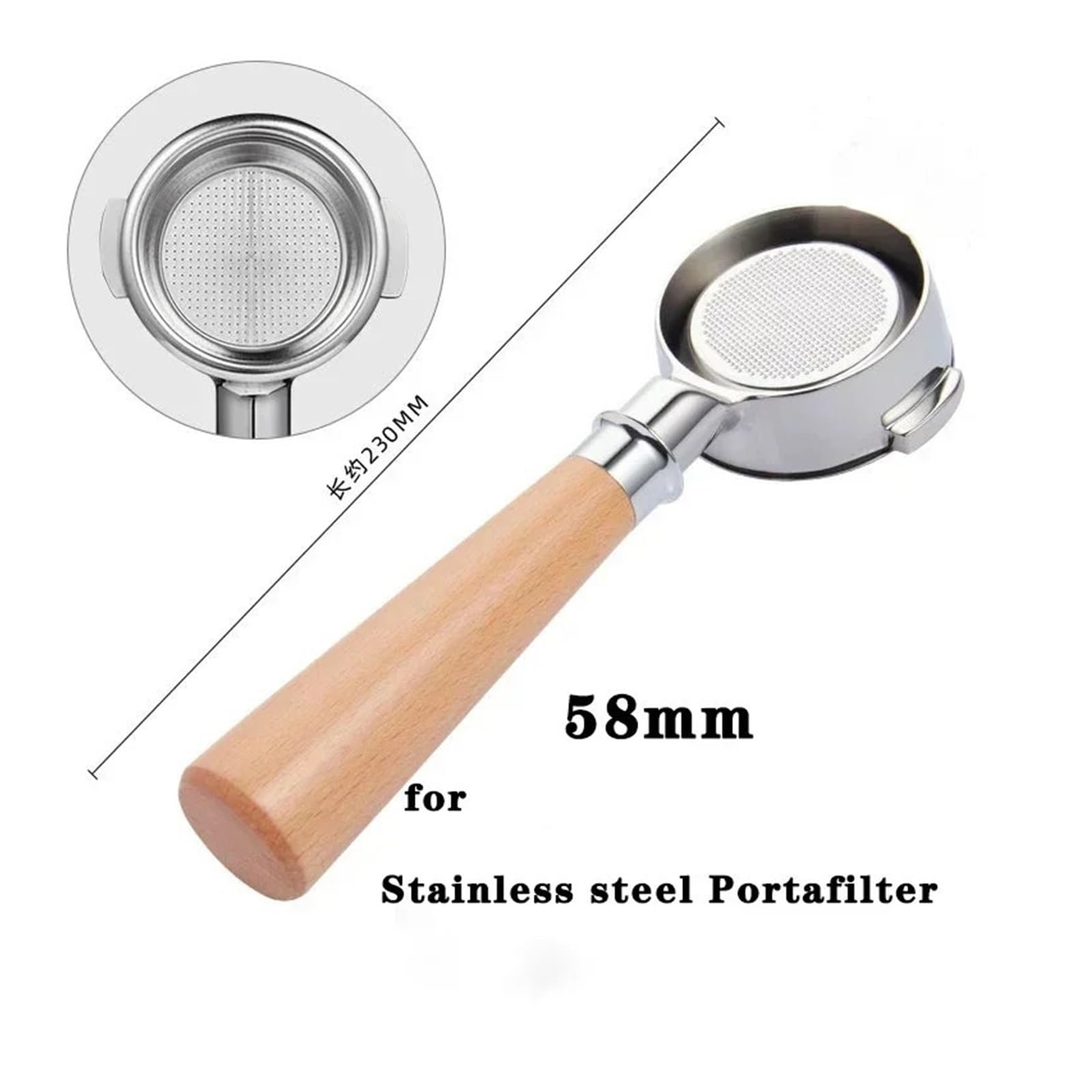 Mango De Portafiltro Sin Fondo De 2 Orejas De 58MM, Compatible Con Expobar, Compatible Con E61, Etc.,Accesorios For Espresso(Compatible for 58mm-Expobar-A)