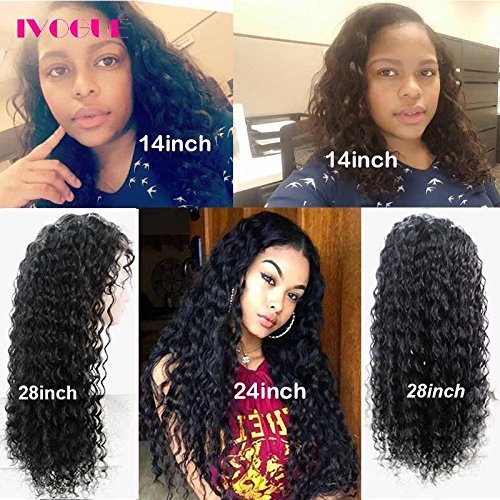 Water Wave Human Hair Lace Front Wig Virgin Mongolian Hair Glueless Front Lace Human Hair Wigs Free Part with Bleached Knots Baby Hair (18inch)