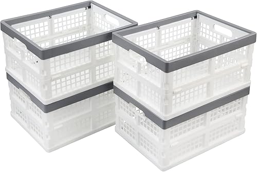 Miniatura 1 de Cajas plegables de plástico de 15 litros, cesta de almacenamiento plegable, paquete de 4