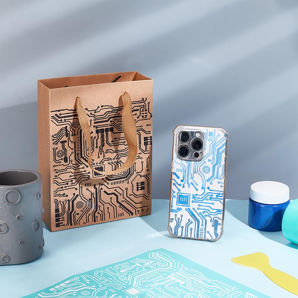 INFUNLY 2-Piece Circuit Board Stencil Set - 8.5x11 Inch Adhesive Stencils for Painting, Mesh Background, Wood Home Decor - Image 5