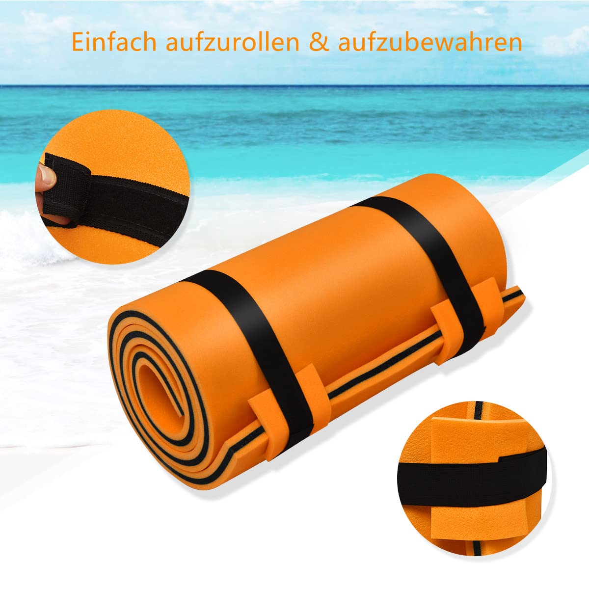 GYMAX Esterilla de Agua Flotante en Espuma XPE Resistente a los Desgarros, Tapa Flotante Polivalente para Piscinas, Playas, Lagos y Mares